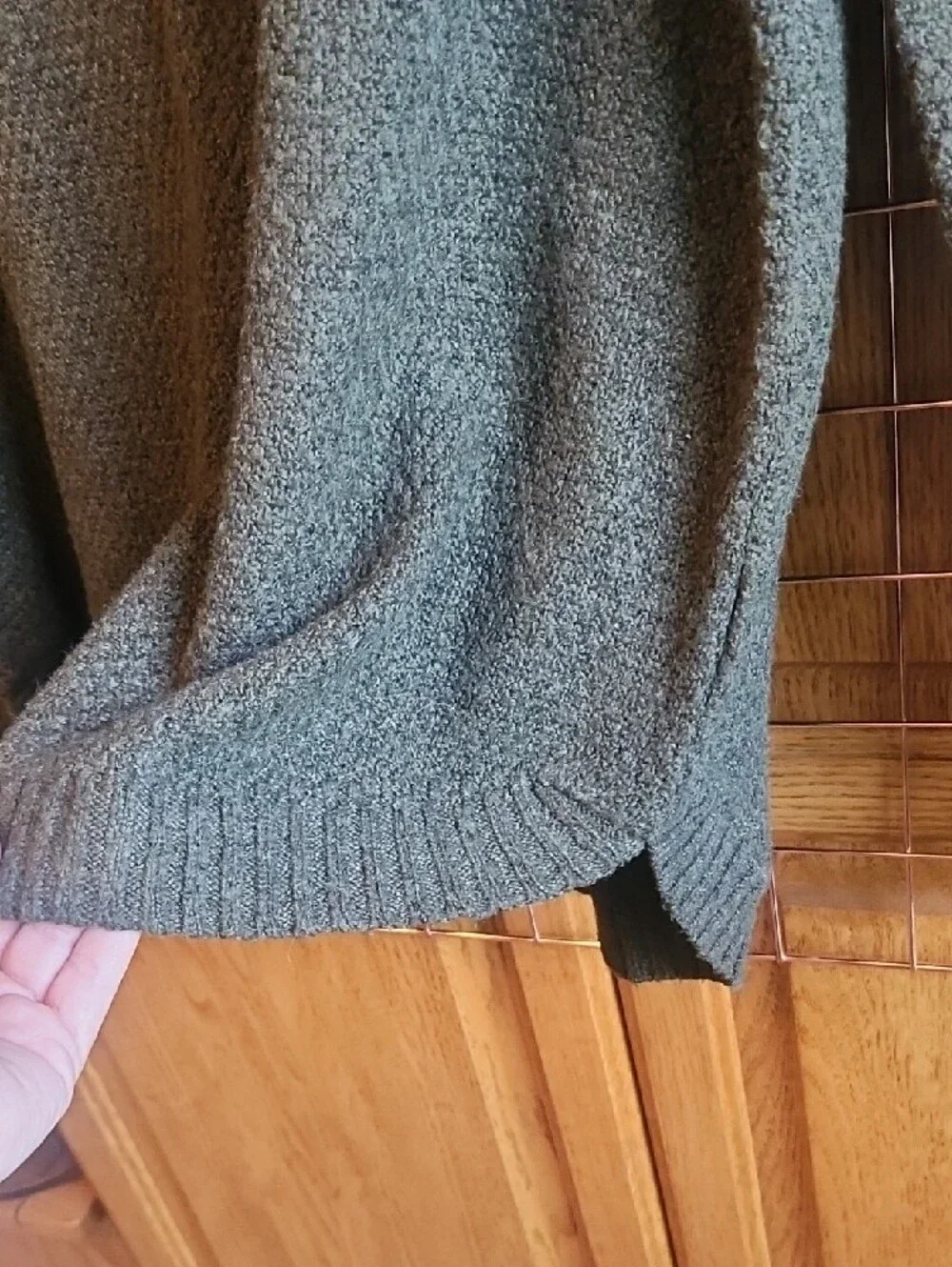 Olive Green Crewneck Sweater, Size XL - Picture 3 of 9